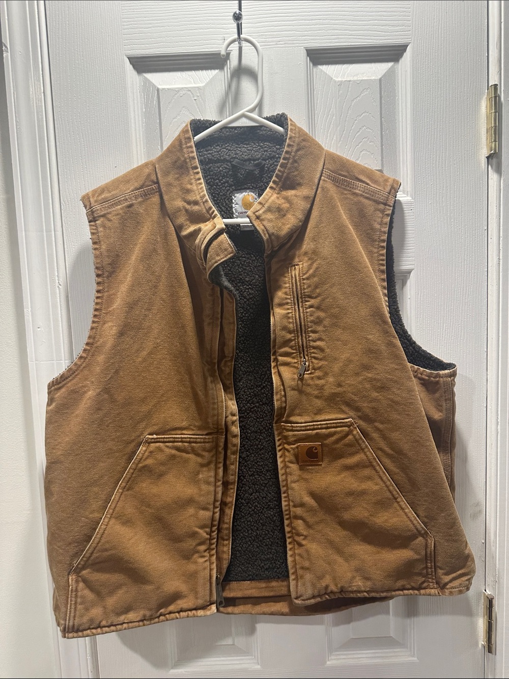 Carhartt Brown Sherpa-Lined Work Vest